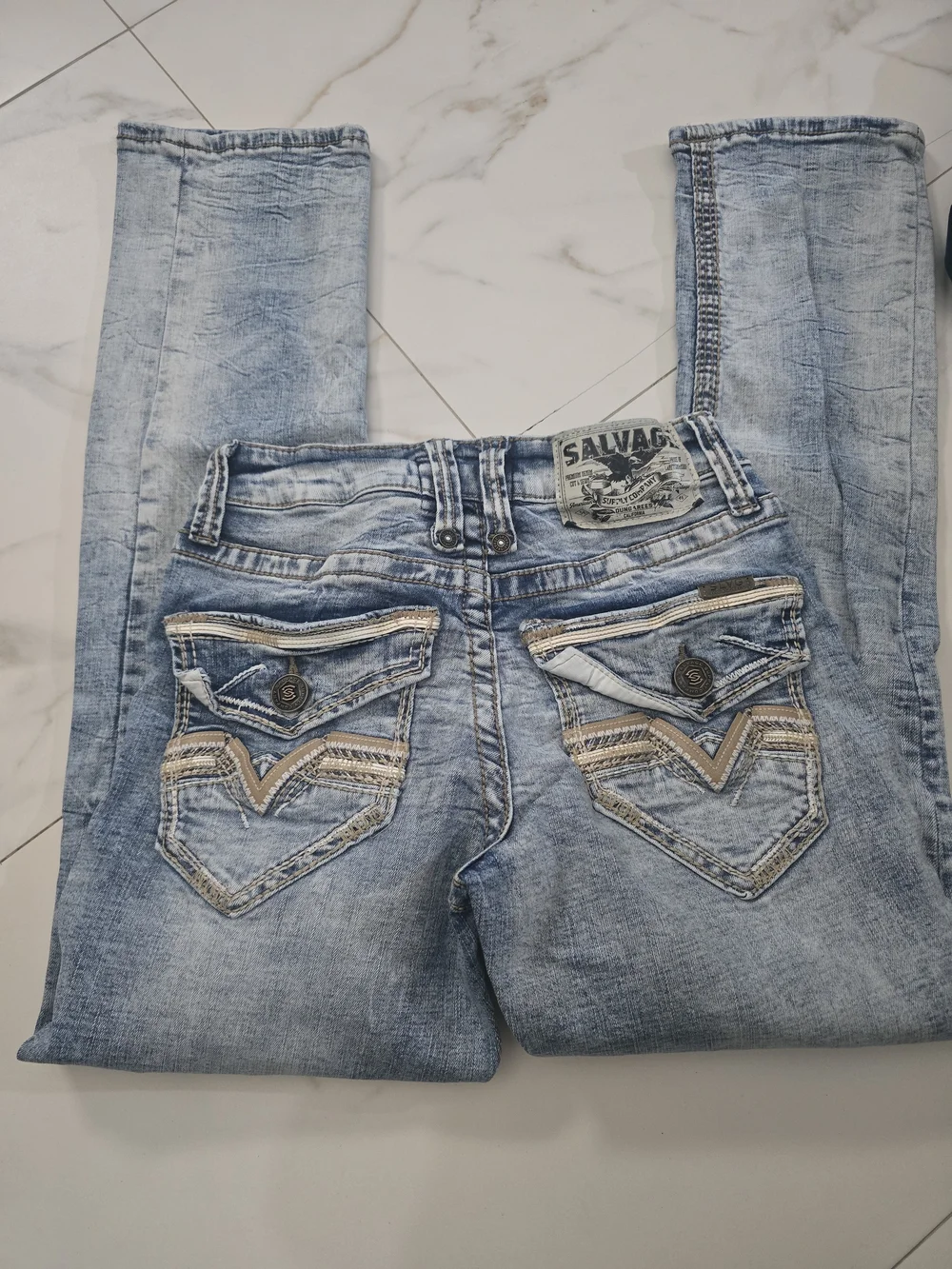 Salvage Light Wash Skinny Jeans - Light Blue